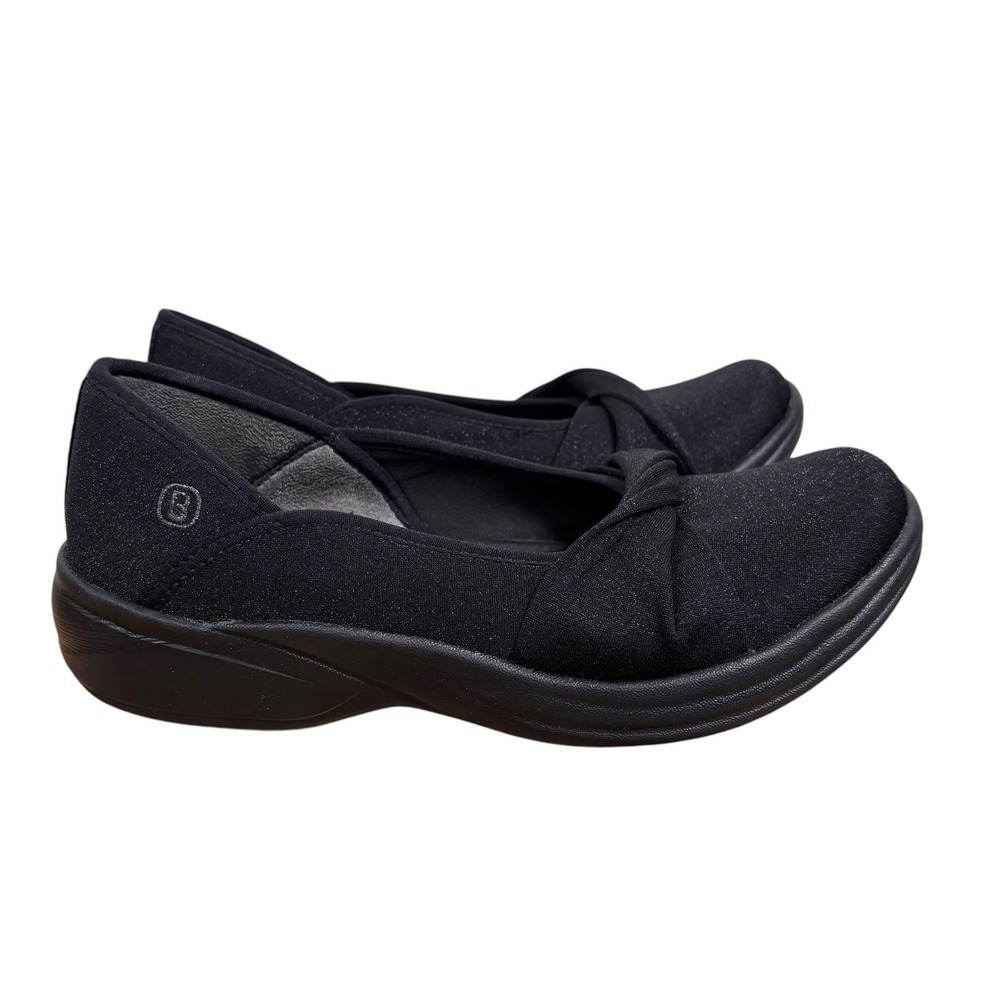 Bzees Paris Womens 7M Black Shimmer Slip On Flats Machine Washable Comfort